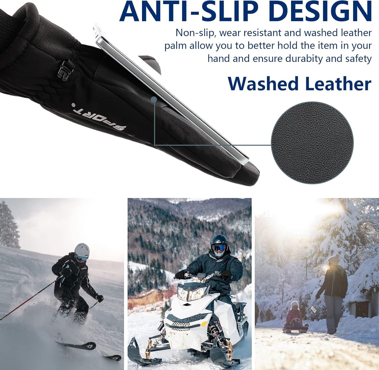 MOKANI Winter Gloves Men Touchscreen Thermal Gloves -20°F Warm Waterproof Ski