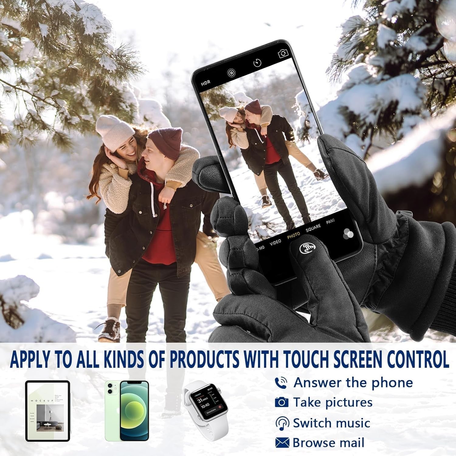 MOKANI Winter Gloves Men Touchscreen Thermal Gloves -20°F Warm Waterproof Ski